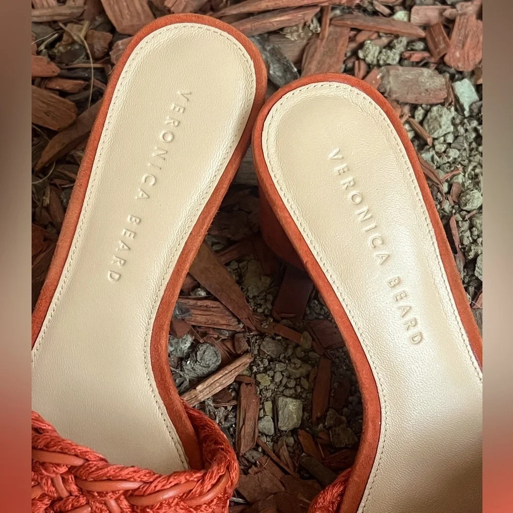 EUC Veronica Beard Braided Rope Kerra Sandals Size 6.5 burnt orange